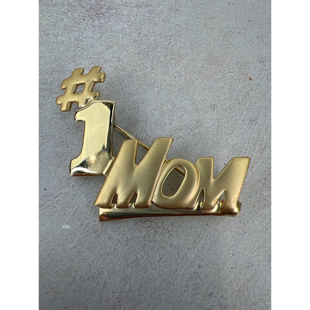Vintage AJC‎ #1 Mom Brooch/ Gold Tone/ 2” inches